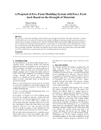 A Proposal of Free Form Modeling System with Force Feed- Back Based on the Strength of Materials