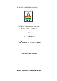 D a V UNIVERSITY JALANDHAR Faculty of Languages And