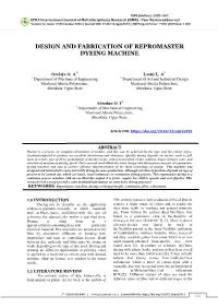 Design and Fabrication of Repromaster Dyeing Machine