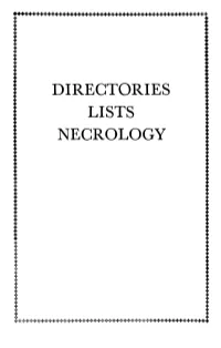 Directories Lists Necrology