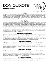 Don Quixote November 3-5, 2017