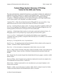 Federal Wage System Glossary of Printing Terms for the 4400 Job Family