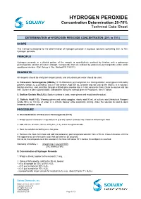 H2O2 Determination of Hydrogen Peroxide Concentration