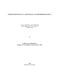 Indefinite Detention As a Democratic Counterterrorism Policy