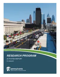 Research Program Activities Report F.Y
