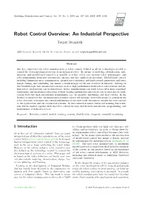 Robot Control Overview: an Industrial Perspective