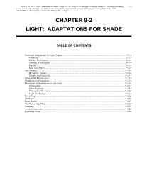 Volume 1, Chapter 9-2: Light: Adaptions for Shade