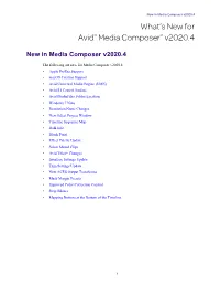 What's New for Avid® Media Composer® V2020.4