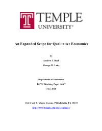 An Expanded Scope for Qualitative Economics