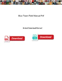 Blue Team Field Manual Pdf