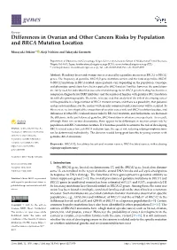 Differences in Ovarian and Other Cancers Risks by Population and BRCA Mutation Location