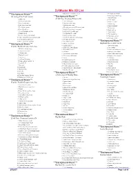 DJ Master Mix CD List