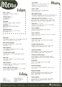 2019 October Menu