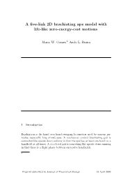 A Five-Link 2D Brachiating Ape Model with Life-Like Zero-Energy-Cost Motions