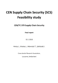 CEN Supply Chain Security (SCS) Feasibility Study