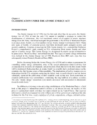Chapter 4. CLASSIFICATION UNDER the ATOMIC ENERGY