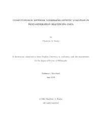 Computational Methods Addressing Genetic Variation In