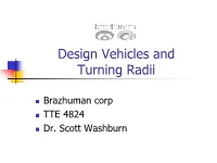 Design Vehicles and Turning Radii