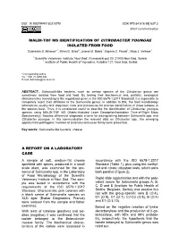MALDI-TOF MS IDENTIFICATION of CITROBACTER YOUNGAE ISOLATED from FOOD Dubravka S