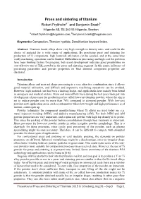 Press and Sintering of Titanium