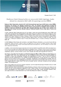 Radisson Hotel Group Builds on Successful 2020 Signings; Looks Ahead to a Dynamic 2021 with 30 Openings Across EMEA