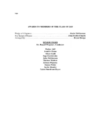 Rga AWARDS to MEMBERS of the CLASS of 2018 Pledge Of