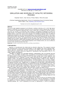 Simulation and Modeling of Catalytic Reforming Process
