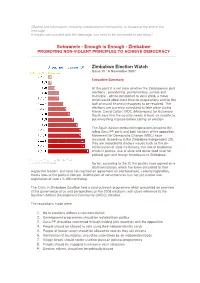 Sokwanele - Enough Is Enough - Zimbabwe PROMOTING NON-VIOLENT PRINCIPLES to ACHIEVE DEMOCRACY