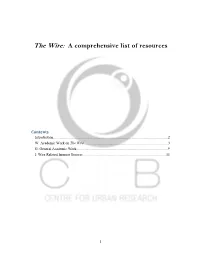 The Wire: a Comprehensive List of Resources