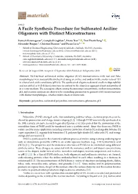 A Facile Synthesis Procedure for Sulfonated Aniline Oligomers with Distinct Microstructures
