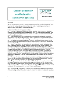 Oxitec's Genetically Modified Moths: Summary of Concerns