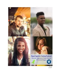 Rapid Syphilis Testing Protocol Wisconsin Department of Health Services STD Control Program