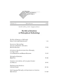The Role of Intuitions in Philosophical Methodology