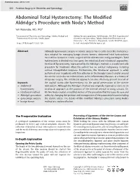 Abdominal Total Hysterectomy: the Modified Aldridge's Procedure With