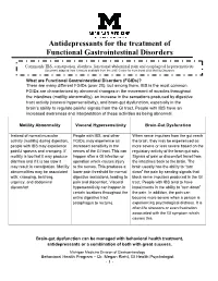 Antidepressants for Functional Gastrointestinal Disorders