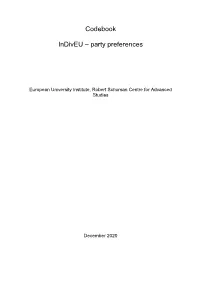 Codebook Indiveu – Party Preferences