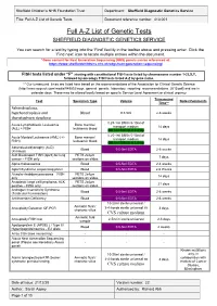 Full A-Z List of Genetic Tests Document Reference Number: 413.001