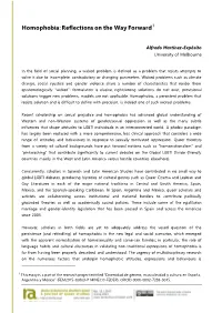 Homophobia: Reflections on the Way Forward1