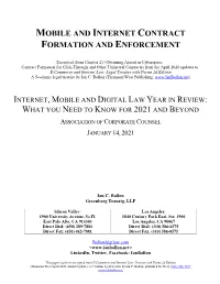 Mobile and Internet Contract Formation and Enforcement