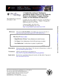 Ability of CR1-Deficient Erythrocytes This Information Is Current As of October 3, 2021