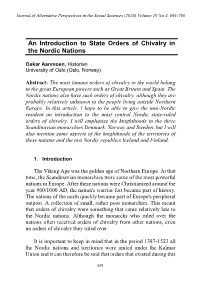 An Introduction to State Orders of Chivalry in the Nordic Nations