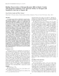 Binding Characteristics of Estrogen Receptor (ER) in Atlantic Croaker