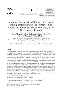Intra- and Inter-Species Differences in Persistent Organic Contaminants In