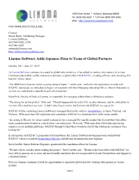 Linoma Software Adds Japanese Firm to Team of Global Partners