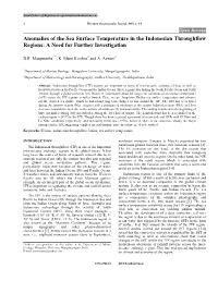Sea Surface Temperature Changes at the Indonesian Throughflow Region