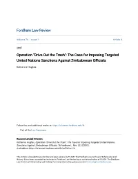 The Case for Imposing Targeted United Nations Sanctions Against Zimbabwean Officials