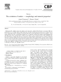 The Evolution of Tendon — Morphology and Material Properties૾