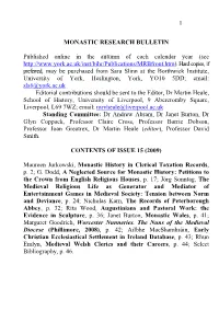 The Monastic Research Bulletin, Issue 15
