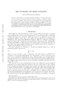 BMO on Shapes and Sharp Constants