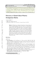 Discovery of Quark-Gluon-Plasma: Strangeness Diaries